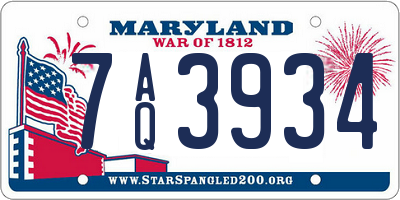 MD license plate 7AQ3934