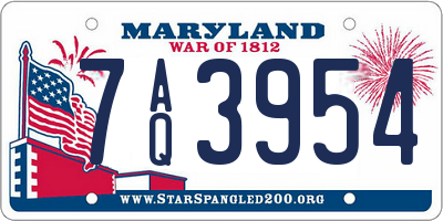MD license plate 7AQ3954