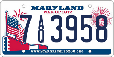 MD license plate 7AQ3958