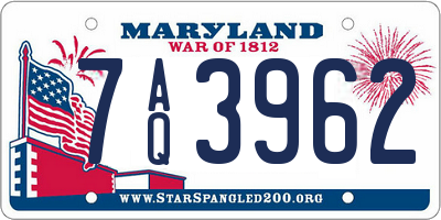 MD license plate 7AQ3962