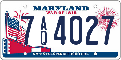 MD license plate 7AQ4027