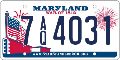 MD license plate 7AQ4031