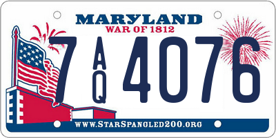 MD license plate 7AQ4076