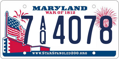 MD license plate 7AQ4078
