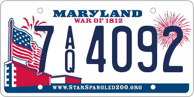 MD license plate 7AQ4092