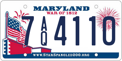 MD license plate 7AQ4110