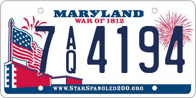 MD license plate 7AQ4194