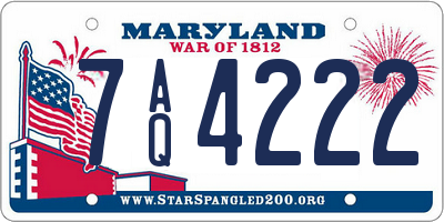 MD license plate 7AQ4222