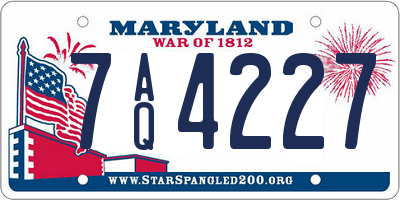 MD license plate 7AQ4227