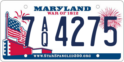 MD license plate 7AQ4275