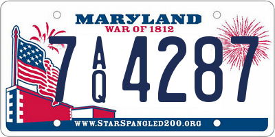 MD license plate 7AQ4287