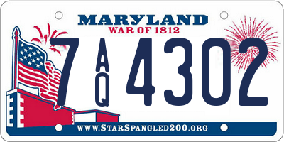 MD license plate 7AQ4302