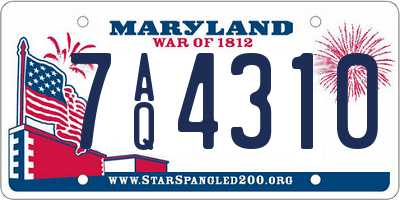 MD license plate 7AQ4310