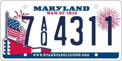 MD license plate 7AQ4311