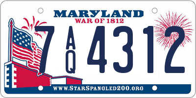 MD license plate 7AQ4312