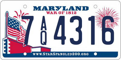 MD license plate 7AQ4316