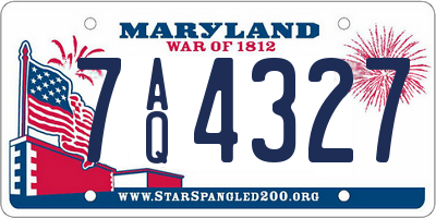 MD license plate 7AQ4327