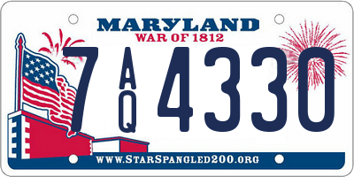 MD license plate 7AQ4330