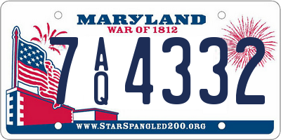 MD license plate 7AQ4332