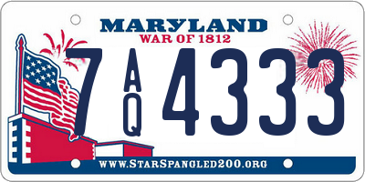MD license plate 7AQ4333