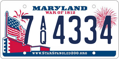 MD license plate 7AQ4334