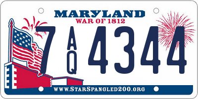 MD license plate 7AQ4344