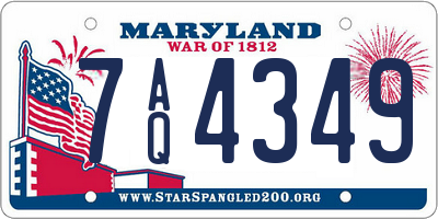 MD license plate 7AQ4349