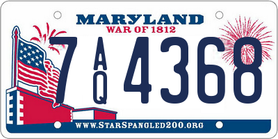MD license plate 7AQ4368