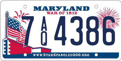 MD license plate 7AQ4386