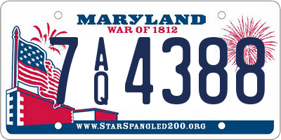 MD license plate 7AQ4388