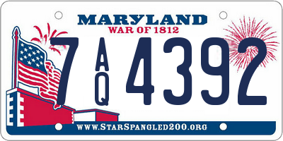 MD license plate 7AQ4392