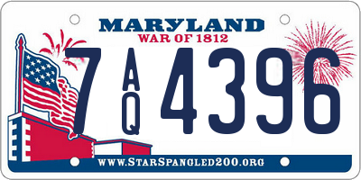 MD license plate 7AQ4396