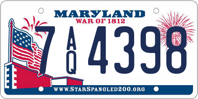 MD license plate 7AQ4398
