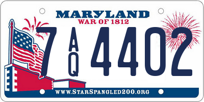 MD license plate 7AQ4402