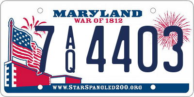 MD license plate 7AQ4403