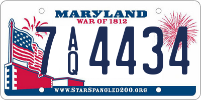MD license plate 7AQ4434