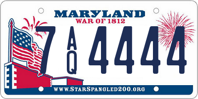 MD license plate 7AQ4444