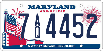 MD license plate 7AQ4452