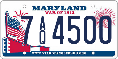 MD license plate 7AQ4500