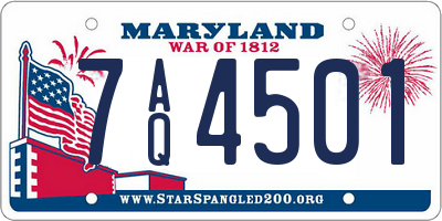 MD license plate 7AQ4501