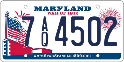 MD license plate 7AQ4502