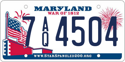 MD license plate 7AQ4504
