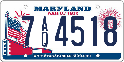 MD license plate 7AQ4518