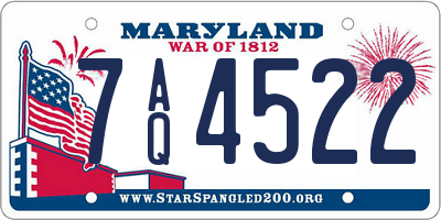 MD license plate 7AQ4522