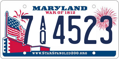 MD license plate 7AQ4523