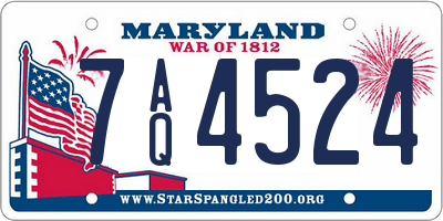 MD license plate 7AQ4524