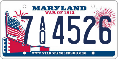 MD license plate 7AQ4526