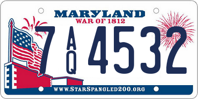 MD license plate 7AQ4532
