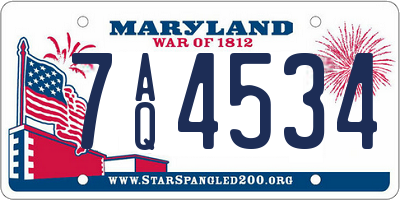 MD license plate 7AQ4534