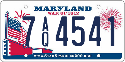 MD license plate 7AQ4541